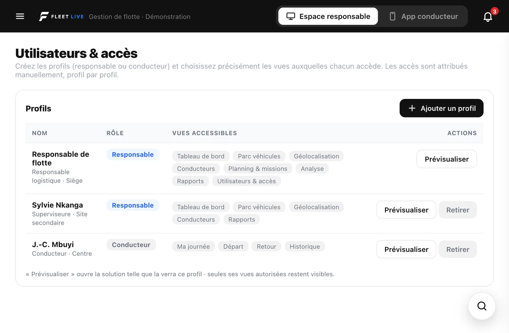Utilisateurs & accès